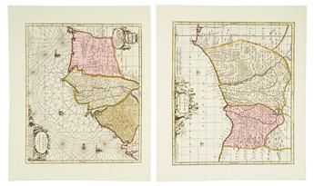 SCHENK, PIETER; and VALK, GERARD. Group of five double-page engraved maps,